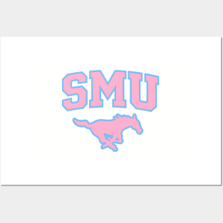 SMU Blue Logo & Pink Peruna Posters and Art